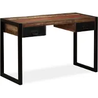 Syfax Schreibtisch mit 2 Schubladen Altholz Massiv 120x50x76 cm