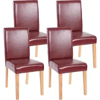 Generique 4er-Set Esszimmerstuhl Stuhl Küchenstuhl Littau Kunstleder, rot-braun, helle Beine