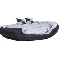 Syfax Hundekissen Wendbar und Waschbar Grau und Schwarz 150x120x25 cm