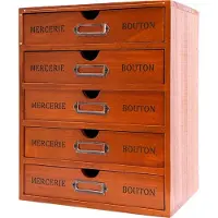 OEM Schreibtischorganizer, Holz, 5 Schubladen Aufbewahrung, Braun