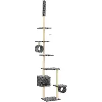 Syfax Katzen-Kratzbaum mit Sisal-Kratzsäulen 260cm Grau Pfotenabdruck