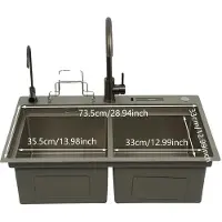 OEM Küchenspüle, Doppelbecken, Edelstahl, 78 46cm Grau
