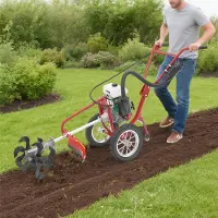 StarTech.com Benzin Gartenkultivator - Mini 4‑Takt Bodenfräse - Handgeführt - 3‑in‑1 Fräse/Kultivator/Pflug - Metall