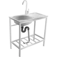 OEM Edelstahlspüle, drehbarer Wasserhahn, untere Ablage, Silber