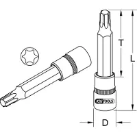 Ks Tools 918.1640, Buchse, 1/2", Metrisch, 1 Kopf/Köpfe, T10, Chrom-Vanadium-Stahl