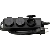 Kopp 3-fach Feuchtraum-Steckdosenleiste IP44 schwarz, 1,4m Kabel
