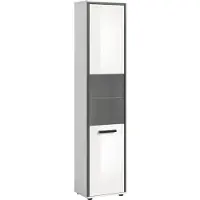 Ebuy24 Kojak Hochschrank Bad 1 Glastür weiß, weiß Hochglanz.