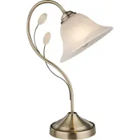 Globo Lighting Tischleuchte Metall altmessing, Glas, weiß, Wippschalter am Kabel, LxBxH: 270x190x420mm, Kabellänge 1500mm, exkl. 1x E27 60W 230V