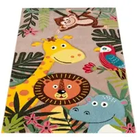 Paco Home Kinderteppich "Diamond 650", beige, B:140cm H:16mm L:200cm, Polypropylen (PP), Teppiche, Kinderteppich, Spielteppich, 3D-Design, niedliches buntes Tier Motiv, Kinderzimmer