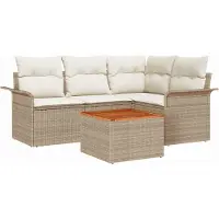 Syfax Gartensofa-set 5 Stk. 4-Sitzanzahl Beige und Creme Poly-Rattan