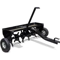 Wiltec Aerifizierer 90 cm für Aufsitzmäher, Rasenlüfter mit 7,6 cm Arbeitstiefe, Rasenbelüfter aus Stahl mit Kupplung für Rasentraktor