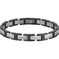 BOSS Gliederarmband "NOLAN", edelstahlfarben, schwarz, Armbänder, Herren, 19cm, Edelstahl, Gliederarmband