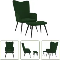 The Living Store Relaxsessel mit Hocker Dunkelgrün Samt