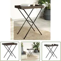 The Living Store Tabletttisch Klappbar Braun 65x40x75 cm Poly Rattan