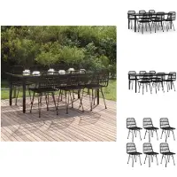 vidaXL 7-tlg. Garten-Essgruppe Schwarz Poly Rattan - Gartenmöbel-Sets