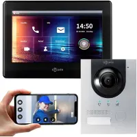 Goliath IP Video Türsprechanlage Aufputz Set für 1 Familienhaus 1x 7 Monitor 1 Familienhaus Silber