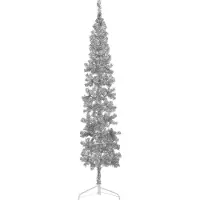 Syfax Künstlicher Halb-Weihnachtsbaum Ständer Schlank Silbern 210 cm