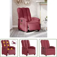 The Living Store Massagesessel Elektrisch Weinrot Stoff