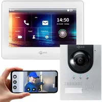 Goliath IP Video Türsprechanlage Aufputz Set für 1 Familienhaus 1x 7 Monitor 1 Familienhaus Silber