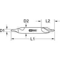 Ks Tools 330.1218, Bohrer, Zentrierbohrer-Bit, Drehung der rechten Hand, 1,5 cm, 72 mm, 3 cm