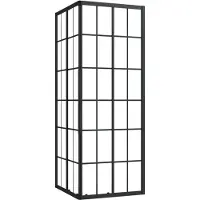 Syfax Duschkabine 80 x 80 x 180 cm, ESG Glas mit schwarzem Rasterdruck, Aluminium Rahmen