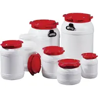 CurTec Deutschland Weithalsfass 55,0 l PE weiß mit rotem Deckel - 7055-91-046