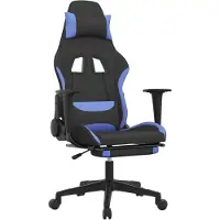 Syfax Gaming-Stuhl mit Fußstütze Schwarz und Blau Stoff