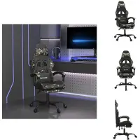 vidaXL Gaming-Stuhl mit Fußstütze Schwarz und Tarnfarben Kunstleder - Gaming-Sessel