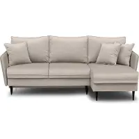 Selsey Eckschlafsofa Volio beige Samt hydrophobe schwarze Beine