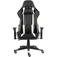 Syfax Gaming-Stuhl dkd-home-decor Weiß PVC 68 x 69 x 123-133 cm (B x T x H) höhenverstellbar, verstellbare Rückenlehne, Lenkrollen