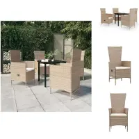 vidaXL 5-tlg. Garten-Essgruppe mit Kissen Beige - Gartenmöbel-Sets