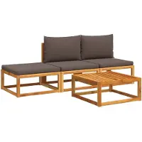 Syfax 4-tlg. Gartensofa-Set mit Kissen Holz Akazie & Rattan