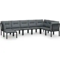 Syfax 8-tlg. Garten-Lounge-Set Schwarz und Grau Poly Rattan