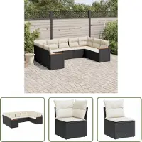 The Living Store 9-tlg. Garten-Sofagarnitur mit Kissen Schwarz Poly Rattan