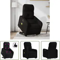 The Living Store Massagesessel mit Aufstehhilfe Schwarz Stoff