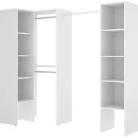 Dmora Kleiderschrank Dluvumb, Struktur für begehbaren Eckschrank, offene Eckgarderobe, 226 x 79 x 186 cm, Weiß