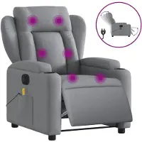 Syfax Massagesessel Elektrisch Hellgrau Stoff