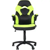 Mendler Bürostuhl HWC-K13, Drehstuhl Gamingstuhl, ergonomisch, verstellbare Armlehne, Kunstleder schwarz-grün