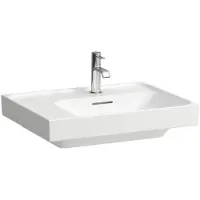 Laufen MEDA Aufsatzwaschtisch, geschliffen, Ablage links, 600x460mm, 3 Hahnlöcher, mit Überlauf, H8181124001081, Farbe: Weiß mit LCC