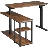 Ergoofficeeu Höhenverstellbarer elektrischer Schreibtisch , max. Höhe 121cm, max. 70 kg, mit Tischplatte, rustikal braun, ER-450