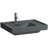 Laufen MEDA Aufsatzwaschtisch, geschliffen, Ablage rechts, 600x460mm, 1 Hahnloch, ohne Überlauf, H8181117581111, Farbe: Graphit matt