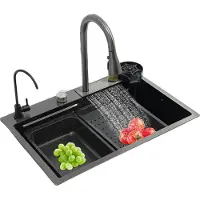 OEM Küchenspüle, Edelstahl, 21 cm tief, Dreischüssel, zwei Installationsmethoden, kompatibel mit verschiedenen Wasserhahnarten