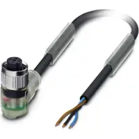 Phoenix Contact M12 Sensorleitung PVC mit LED 3-polig Buchse gewinkelt A-Kodierung, Länge 10,0 Meter tiefschwarz RAL