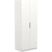 Dmora Kleiderschrank 2 Türen Fioretta, Schlafzimmermöbel, Schrank, Garderobe, 79x51 h203 cm, Mattweiß
