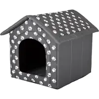 TexCorp Doggy Hundehütte Hundehöhle Hundebett Hundehaus Katzenhöhle Tierbett XL - 60x55 cm grau mit Pfoten
