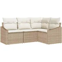 Syfax Gartensofa-set 4 stk. Beige und Weiß Poly-Rattan
