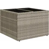 Syfax Gartentisch mit Glasplatte Hellgrau 55x55x37 cm Poly Rattan