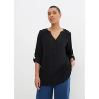 Bonprix Tunika "Tunikabluse aus softer Viskose", Damen, Gr. 54, schwarz, Obermaterial: 100% Viskose, regular fit, Tuniken Tunika, Casual Stil, Regular Fit, mit Rundsaum, mit Knopfleiste