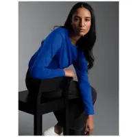 Trigema T-Shirt "Langarmshirt aus 100% Baumwolle", Damen, Gr. M, blau (royal), Single Jersey, 100% Baumwolle, Basic, lang, Rundhals, Shirts T-Shirt
