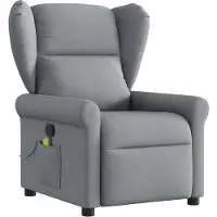 Syfax Massagesessel Hellgrau Stoff mit manueller Liegefunktion, Vibrationsfunktion, Seitentasche, 72,5 cm breit, 87 cm tief, 100,5 cm hoch